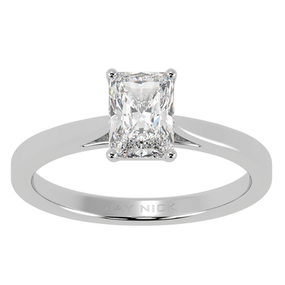 Radiant Cut Solitaire Ring White Gold Platinum Top View