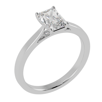 Radiant Cut Solitaire Ring White Gold Platinum Perspective View