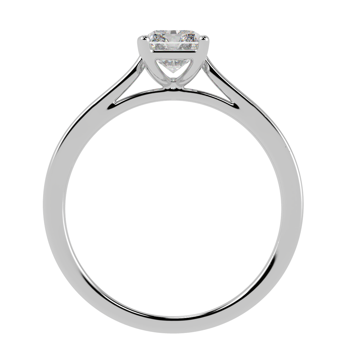 Radiant Cut Solitaire Ring White Gold Platinum Flat View