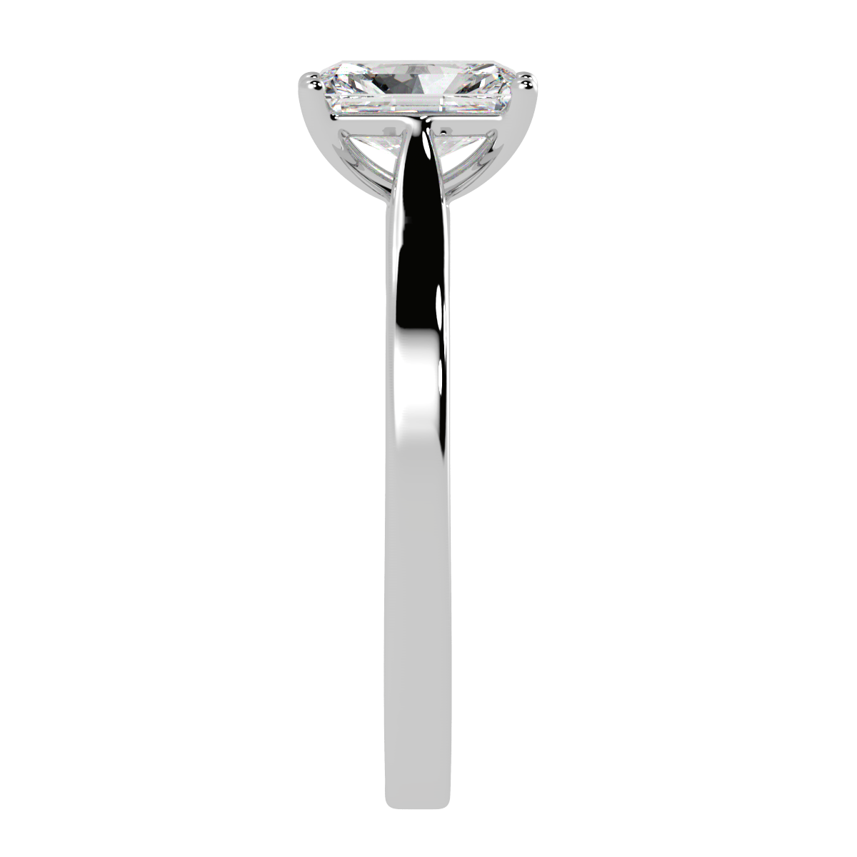 Radiant Cut Solitaire Ring White Gold Platinum Side View