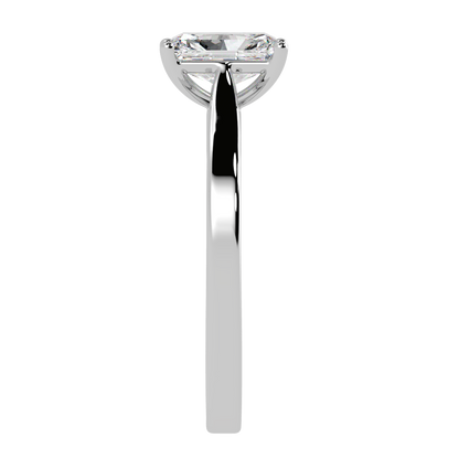 Radiant Cut Solitaire Ring White Gold Platinum Side View