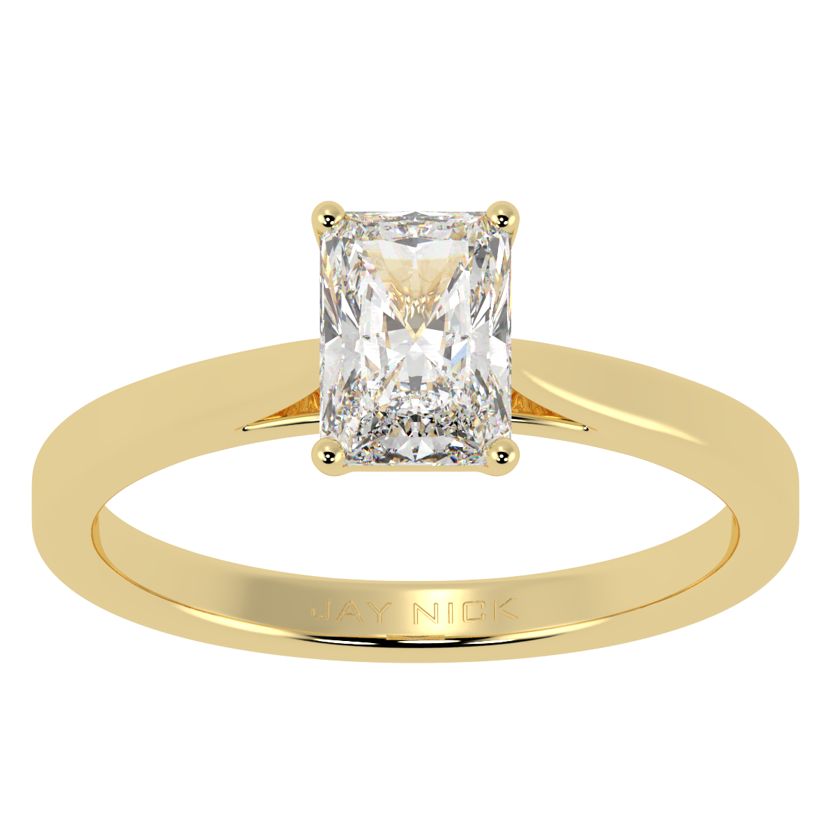 Radiant Cut Solitaire Ring Yellow Gold Top View