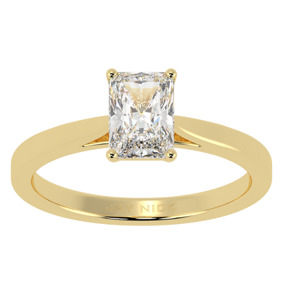 Radiant Cut Solitaire Ring Yellow Gold Top View