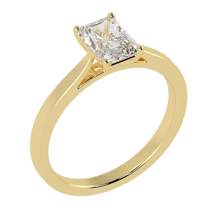 Radiant Cut Solitaire Ring Yellow Gold Perspective View