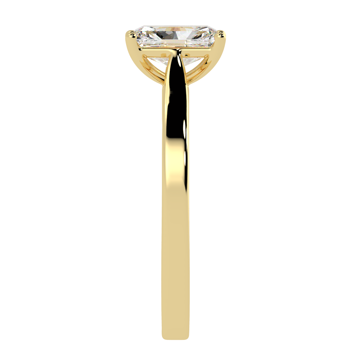 Radiant Cut Solitaire Ring Yellow Gold Side View