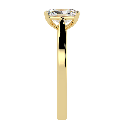 Radiant Cut Solitaire Ring Yellow Gold Side View