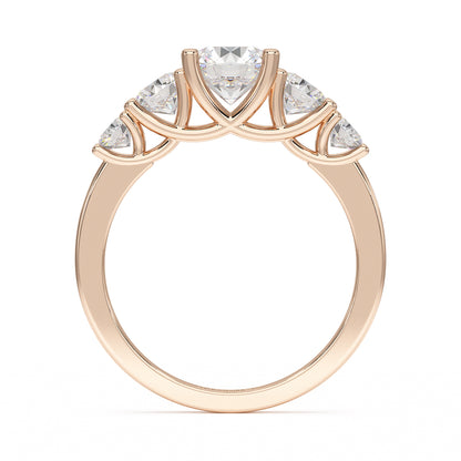 Round Five Stone Graduated Rose Gold Ring Flat View