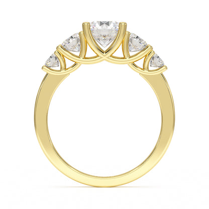 Round Five Stone Graduated Yellow Gold Ring Flat View