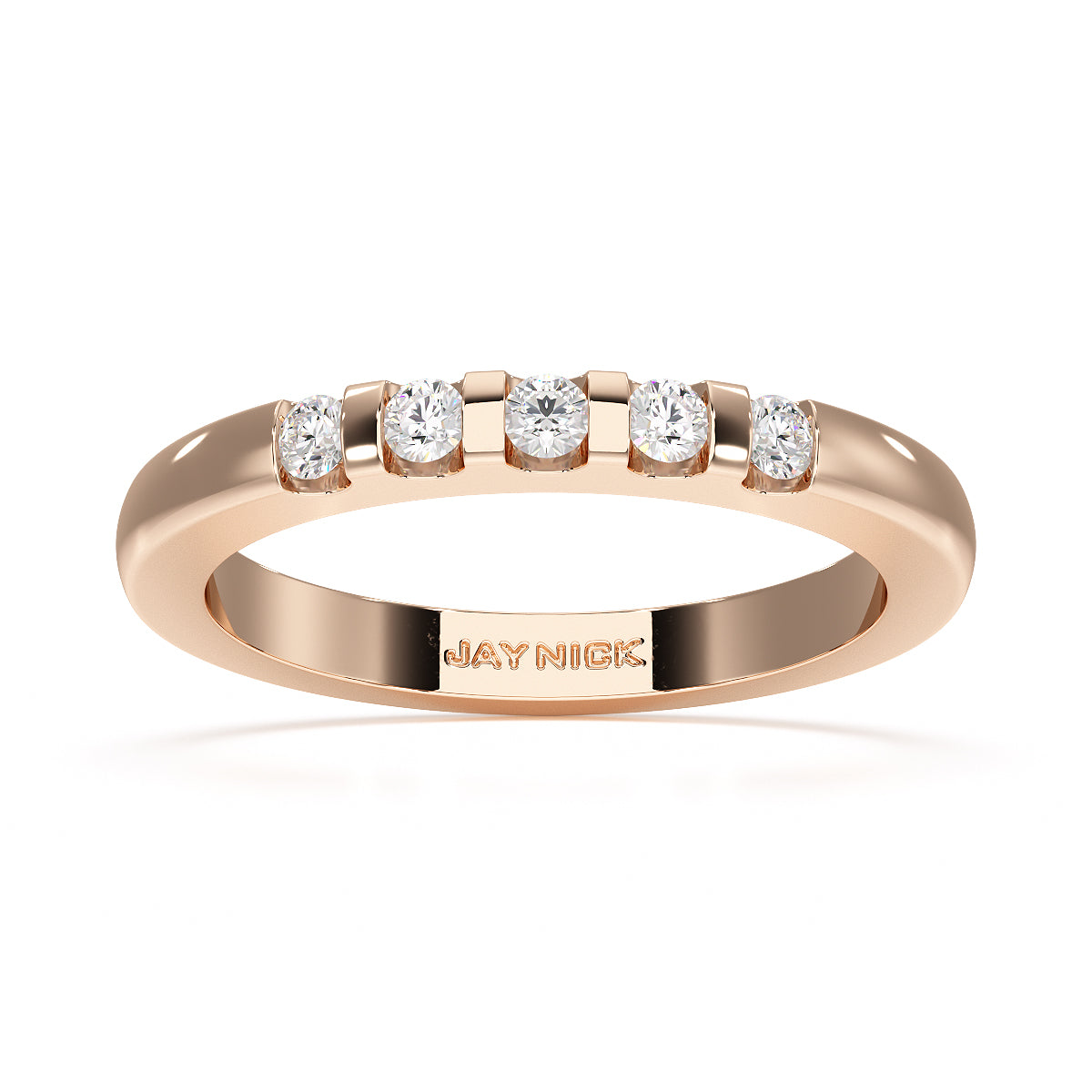 Round Channel Set Five Stone Rose Gold Ring Top View