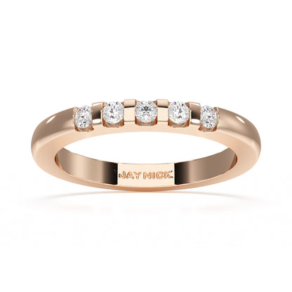 Round Channel Set Five Stone Rose Gold Ring Top View