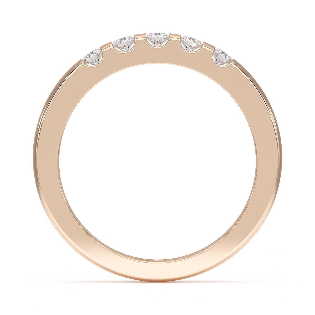 Round Channel Set Five Stone Rose Gold Ring Flat View