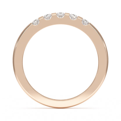 Round Channel Set Five Stone Rose Gold Ring Flat View