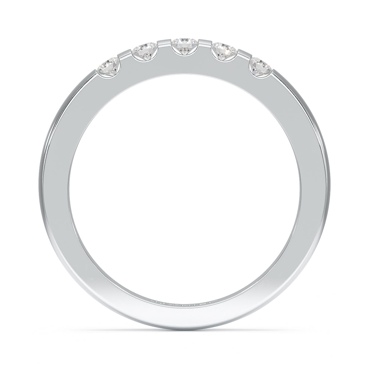 Round Channel Set Five Stone White Gold Platinum Ring Flat View