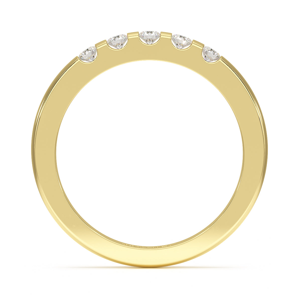 Round Channel Set Five Stone Yellow Gold Ring Flat View