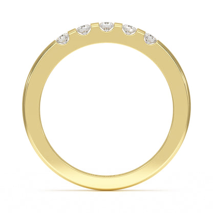 Round Channel Set Five Stone Yellow Gold Ring Flat View