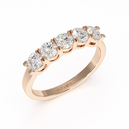 Basket Set Five Stone Rose Gold Ring Perspective View