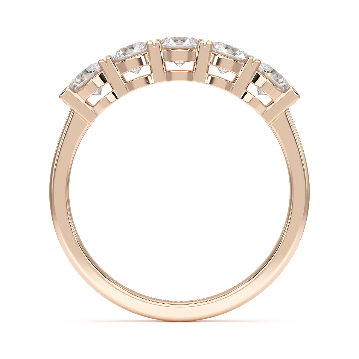 Basket Set Five Stone Rose Gold Ring Flat View