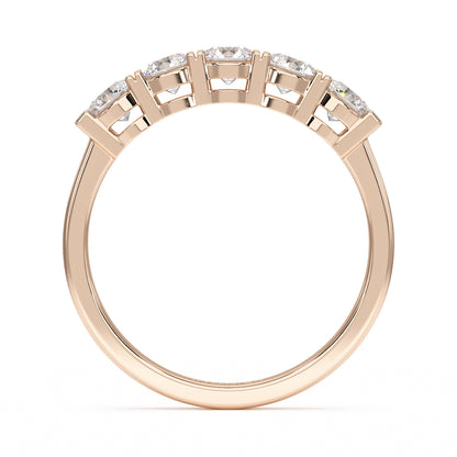 Basket Set Five Stone Rose Gold Ring Flat View