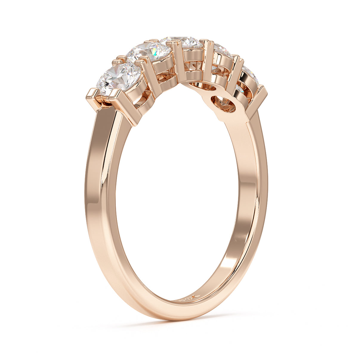 Basket Set Five Stone Rose Gold Ring Side View