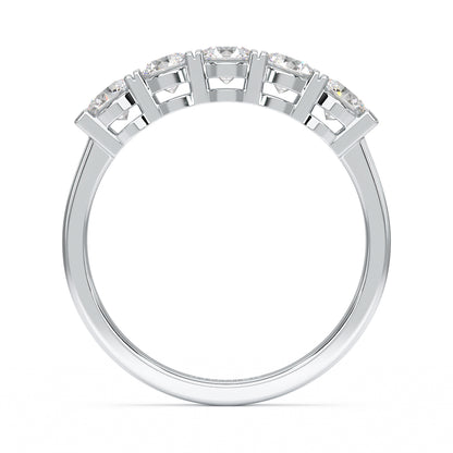 Basket Set Five Stone White Gold Platinum Ring Flat View