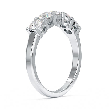 Basket Set Five Stone White Gold Platinum Ring Side View