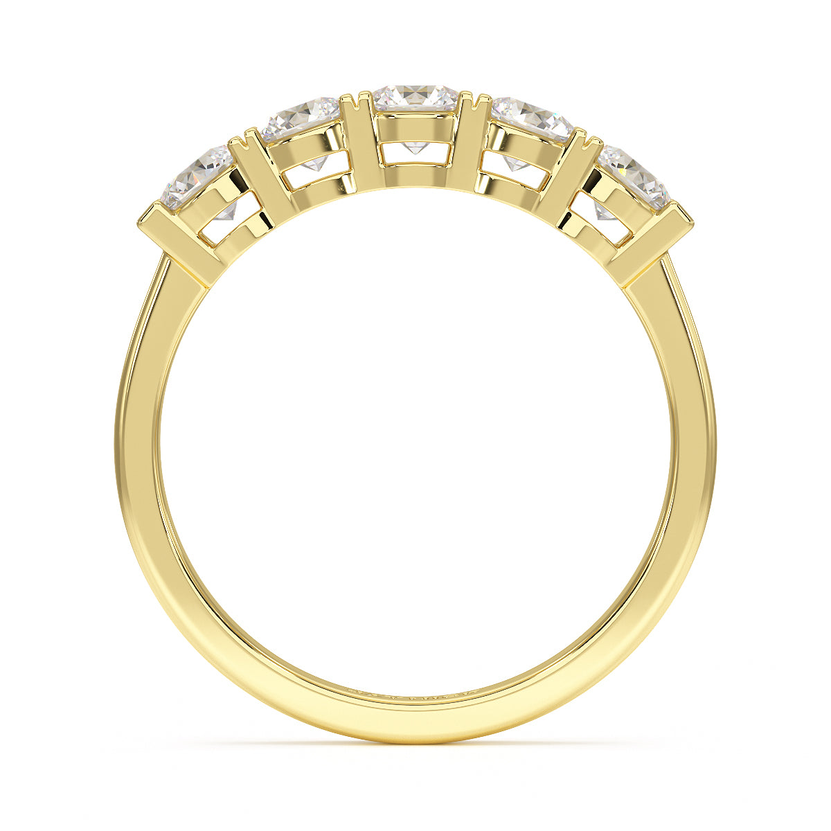 Basket Set Five Stone Yellow Gold Ring Flat View