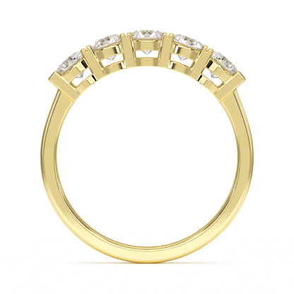 Basket Set Five Stone Yellow Gold Ring Flat View