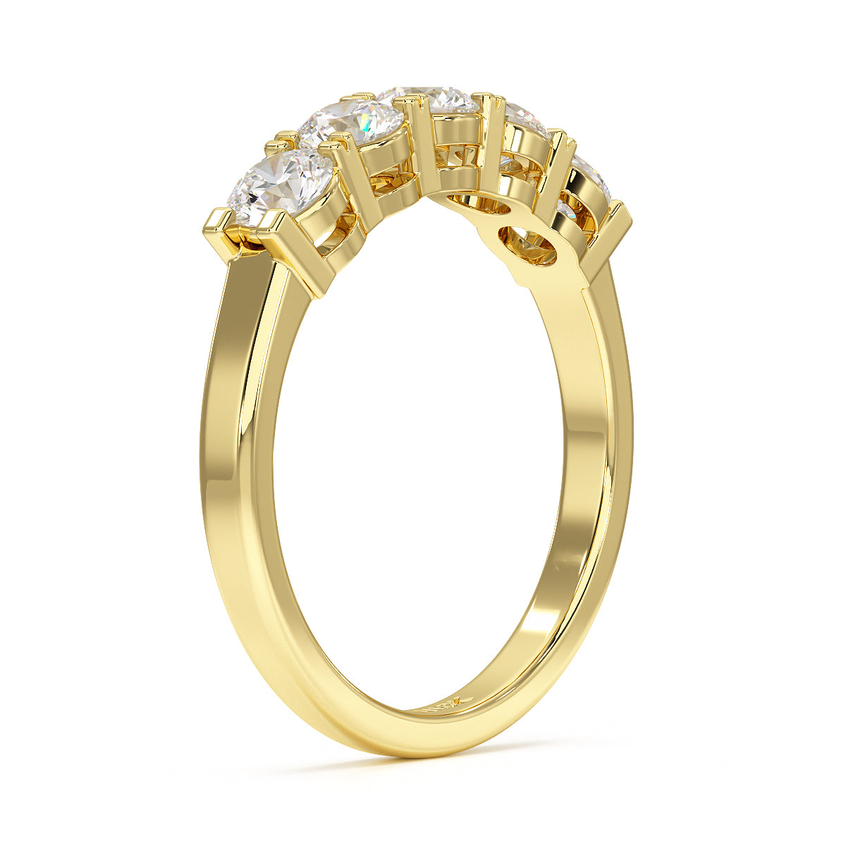 Basket Set Five Stone Yellow Gold Ring Side View