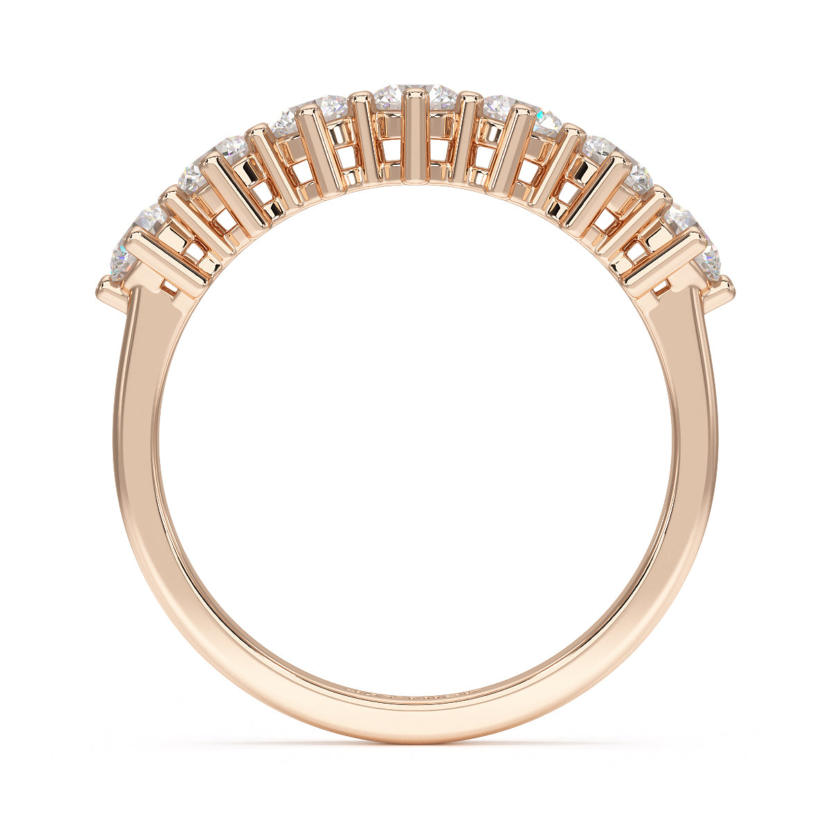 round seven stone ring rose gold flat view