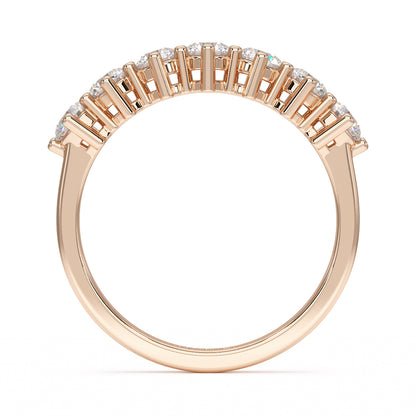 round seven stone ring rose gold flat view