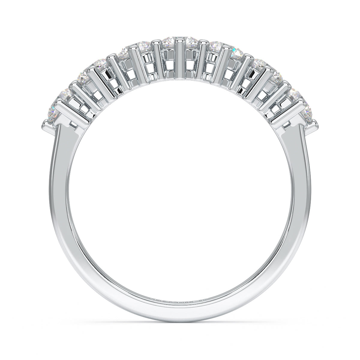 round seven stone ring white gold platinum flat view