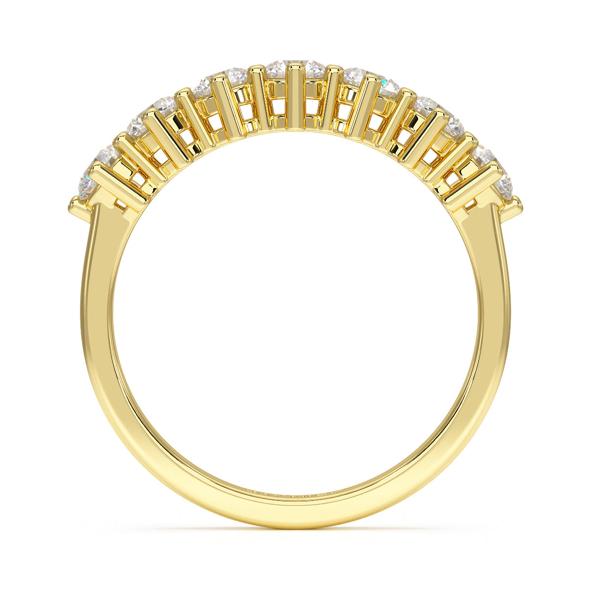 round seven stone ring yellow gold flat view