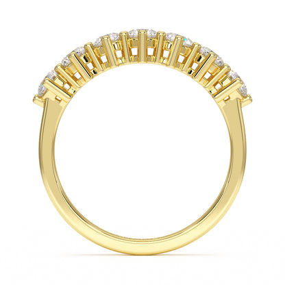 round seven stone ring yellow gold flat view