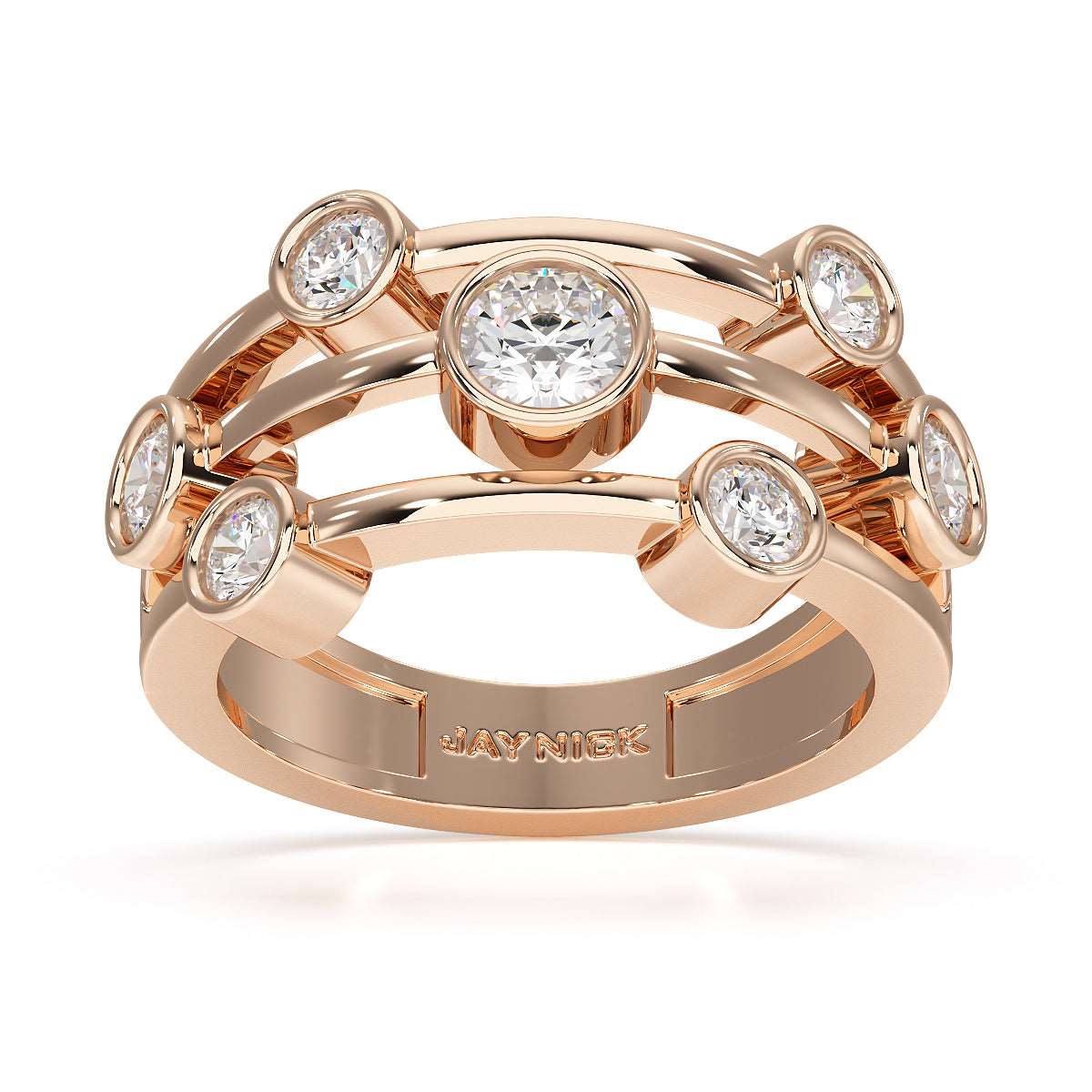 Bubble Seven Stone Rose Gold Ring Top View