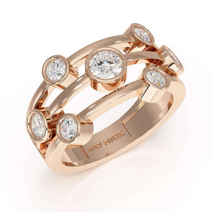 Bubble Seven Stone Rose Gold Ring Perspective View