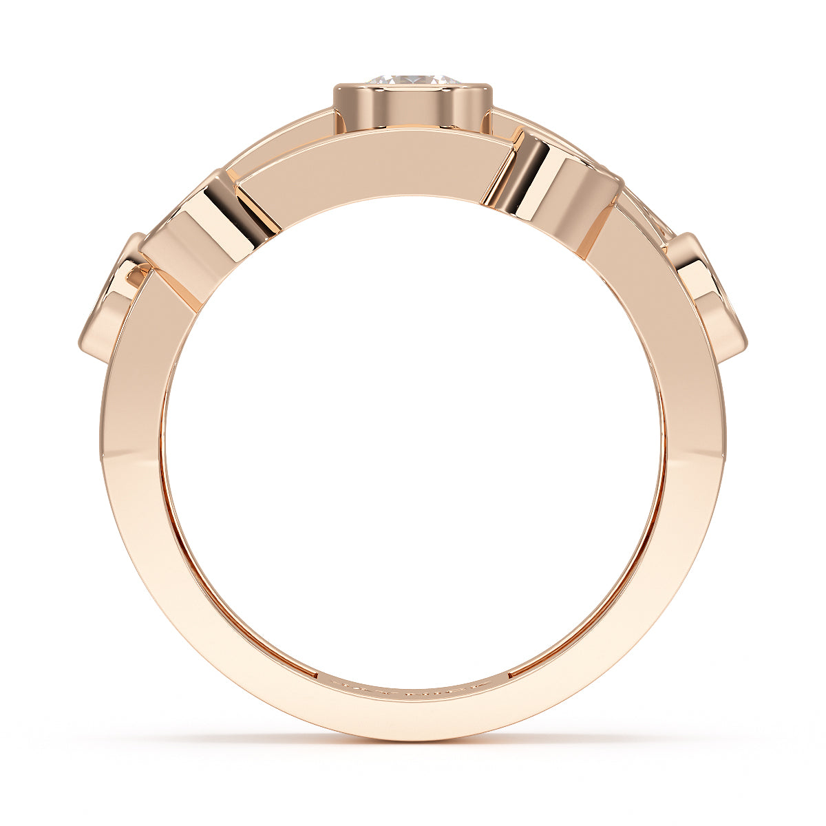 Bubble Seven Stone Rose Gold Ring Flat View