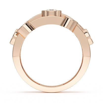 Bubble Seven Stone Rose Gold Ring Flat View