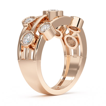 Bubble Seven Stone Rose Gold Ring Side View