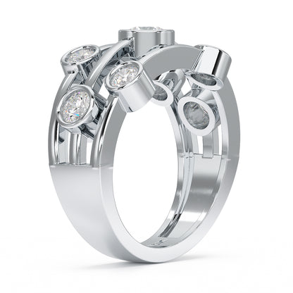 Bubble Seven Stone White Gold Platinum Ring Side View