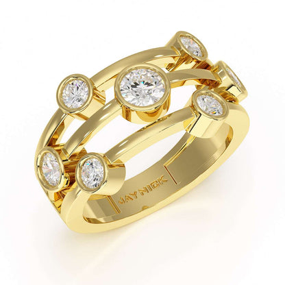 Bubble Seven Stone Yellow Gold Ring Perspective View