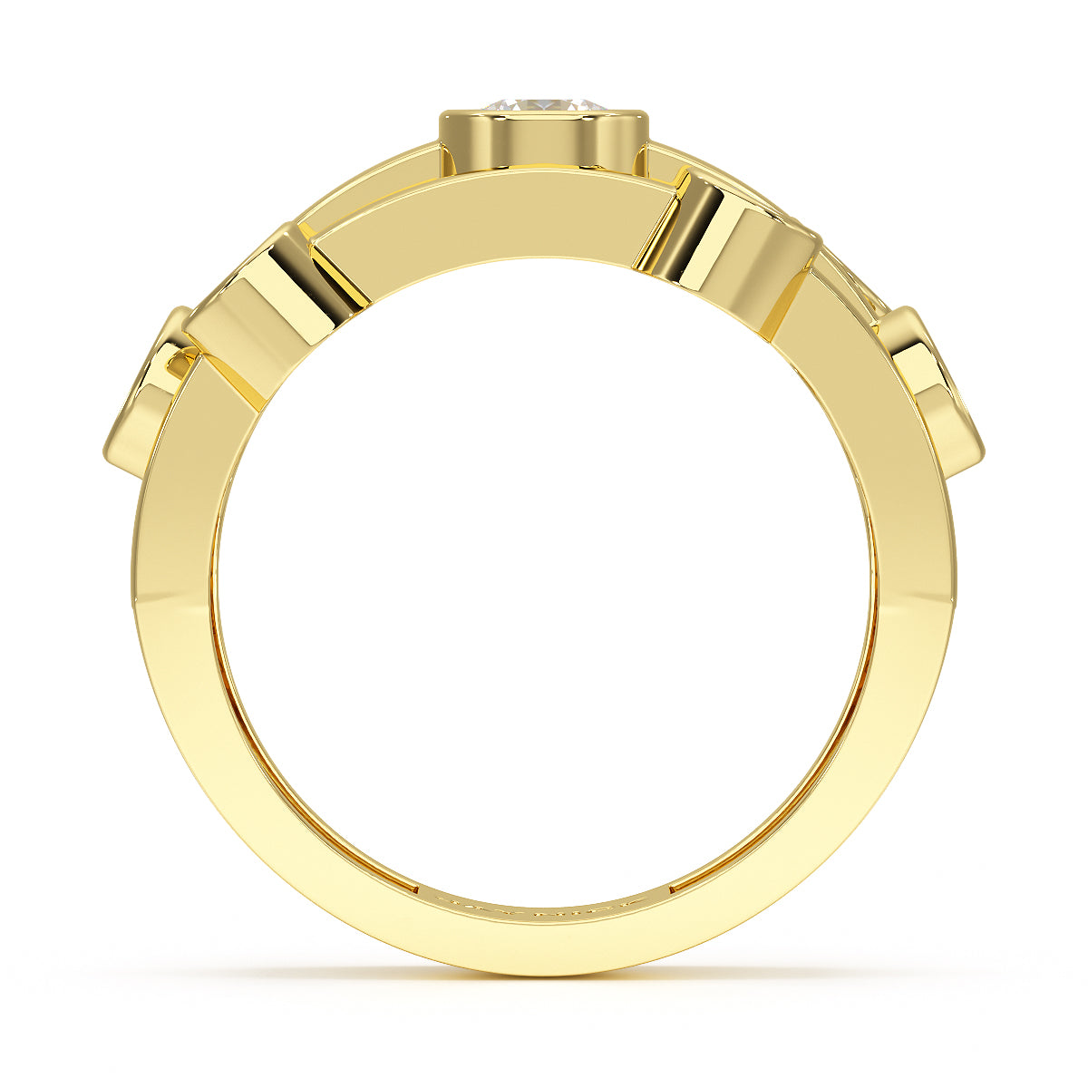 Bubble Seven Stone Yellow Gold Ring Flat View