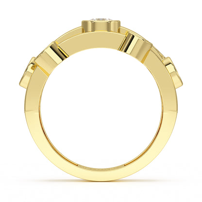 Bubble Seven Stone Yellow Gold Ring Flat View