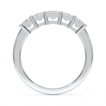 Princess Cut Five Stone Graduated White Gold Platinum Ring Flat View