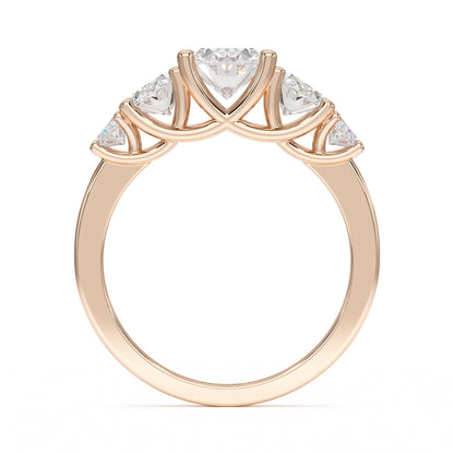 Oval Cut Five Stone Graduated Rose Gold Ring Flat View