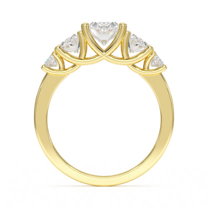 Oval Cut Five Stone Graduated Yellow Gold Ring Flat View