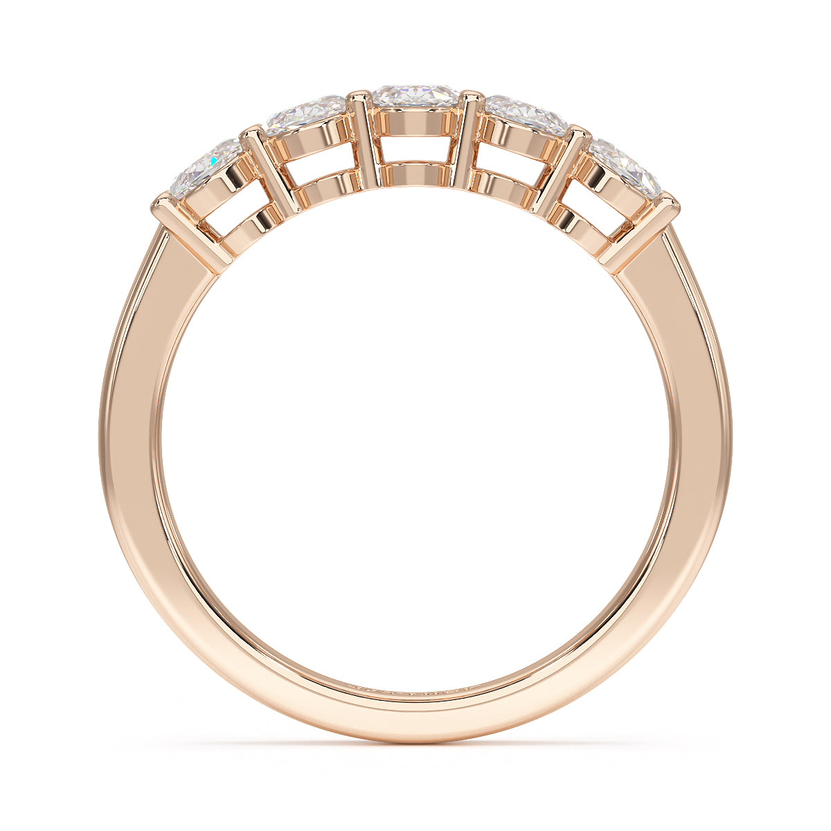 Oval Five Stone Rose Gold Ring Flat View