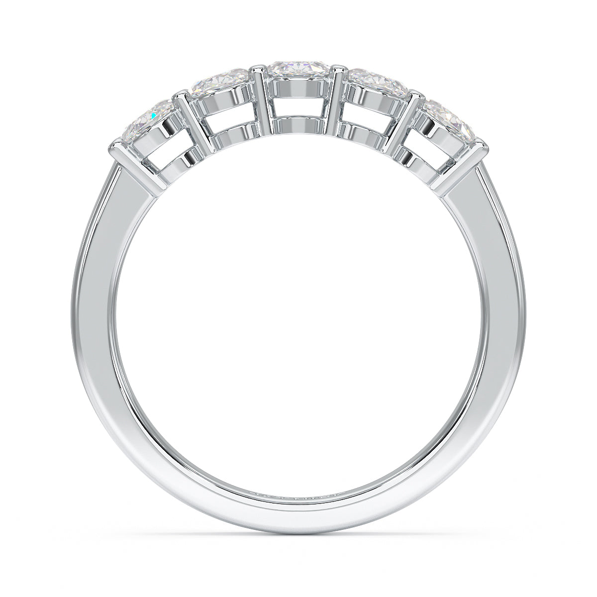 Oval Five Stone White Gold Platinum Ring Flat View