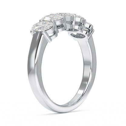 Oval Five Stone White Gold Platinum Ring Side View