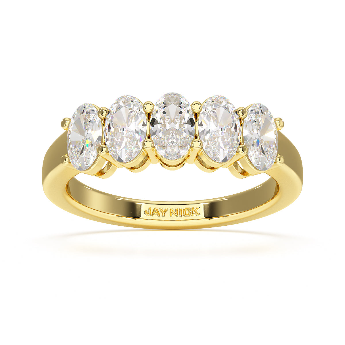 Oval Five Stone Yellow Gold Ring Top View