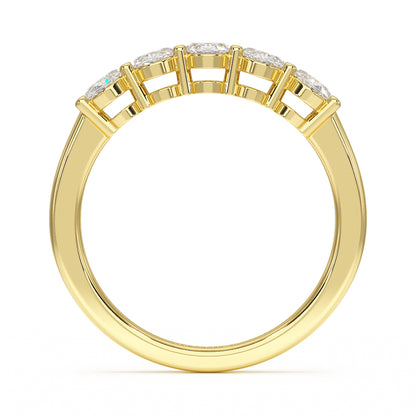 Oval Five Stone Yellow Gold Ring Flat View